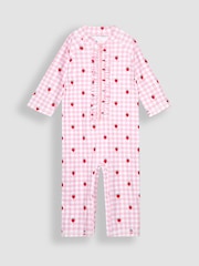 JoJo Maman Bébé Pink Gingham UPF 50 1-Piece Sun Protection Suit - Image 2 of 5