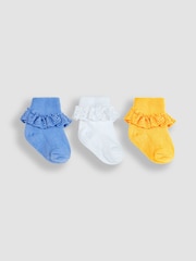 JoJo Maman Bébé Blue 3-Pack Frilly Socks - Image 1 of 4