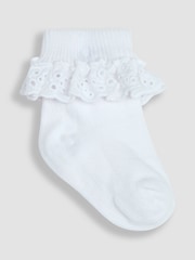 JoJo Maman Bébé Blue 3-Pack Frilly Socks - Image 3 of 4