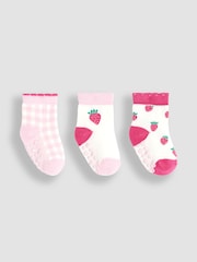 JoJo Maman Bébé Pink Strawberry 3-Pack Fruit Socks - Image 1 of 4