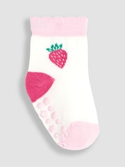 JoJo Maman Bébé Pink Strawberry 3-Pack Fruit Socks - Image 3 of 4