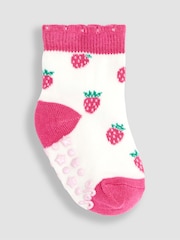 JoJo Maman Bébé Pink Strawberry 3-Pack Fruit Socks - Image 4 of 4