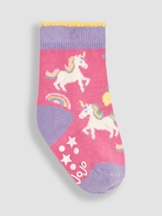 Hellpink - JoJo Maman Bébé Socken mit Einhorndesign im 3er-Pack - Bild 2 von 4