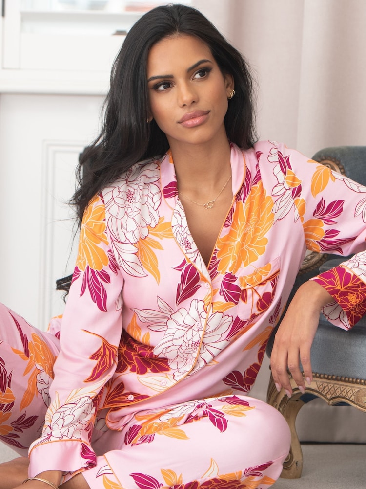 Pour Moi Pink Luxe Woven Pyjamas - Image 3 of 5