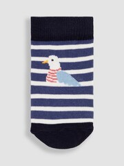JoJo Maman Bébé Navy Blue 3-Pack Nautical Socks - Image 4 of 4