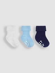 JoJo Maman Bébé Blue 3-Pack Cotton Socks - Image 1 of 4