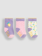 JoJo Maman Bébé Lilac Purple Lemon 3-Pack Fruit Socks - Image 1 of 4