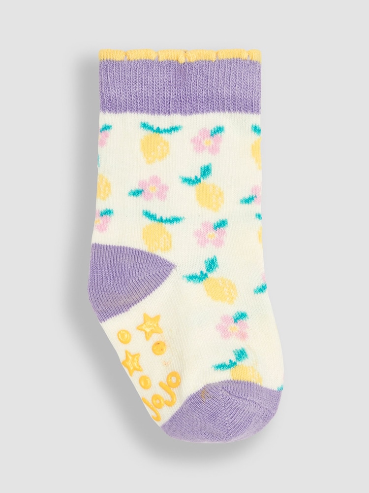 JoJo Maman Bébé Lilac Purple Lemon 3-Pack Fruit Socks - Image 3 of 4