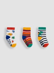 JoJo Maman Bébé Green 3-Pack Dino Socks - Image 1 of 4