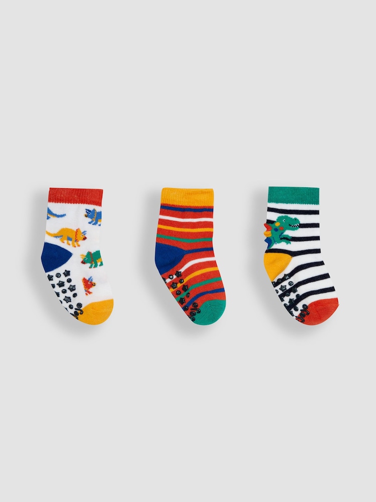 JoJo Maman Bébé Green 3-Pack Dino Socks - Image 1 of 4