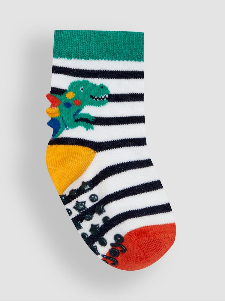 JoJo Maman Bébé Green 3-Pack Dino Socks - Image 4 of 4