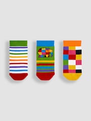 JoJo Maman Bébé White 3-Pack Elmer Socks - Image 1 of 3