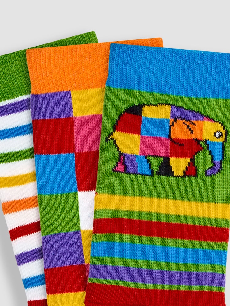 JoJo Maman Bébé White 3-Pack Elmer Socks - Image 3 of 3