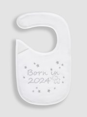 JoJo Maman Bébé White Born in 2024 Embroidered Bibs - Image 1 of 3