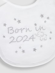 JoJo Maman Bébé White Born in 2024 Embroidered Bibs - Image 3 of 3