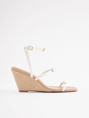 White Forever Comfort Bow Square Toe Wedges - Image 2 of 6
