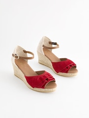 Red Forever Comfort® Leather Frill Wedges - Image 1 of 7