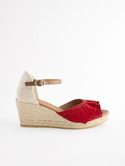 Red Forever Comfort® Leather Frill Wedges - Image 2 of 7