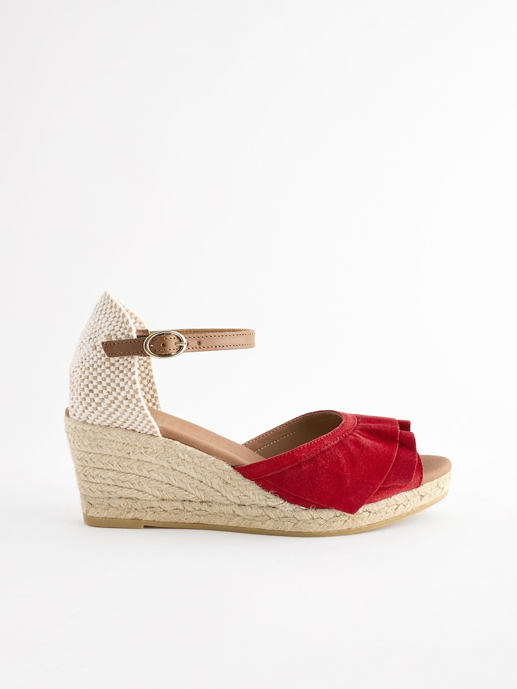 Red Forever Comfort® Leather Frill Wedges - Image 2 of 7