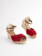 Red Forever Comfort® Leather Frill Wedges - Image 7 of 7