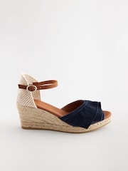Navy Forever Comfort® Leather Frill Wedges - Image 2 of 6