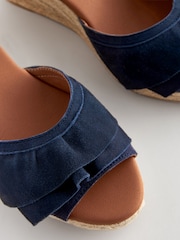 Navy Forever Comfort® Leather Frill Wedges - Image 6 of 6