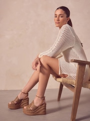 Tan Brown Forever Comfort® Raffia High Wedges - Image 1 of 10