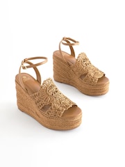 Tan Brown Forever Comfort® Raffia High Wedges - Image 4 of 10