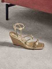 Gold Forever Comfort Bow Square Toe Wedges - Image 2 of 9
