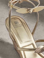Gold Forever Comfort Bow Square Toe Wedges - Image 4 of 9