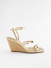Gold Forever Comfort Bow Square Toe Wedges - Image 6 of 9
