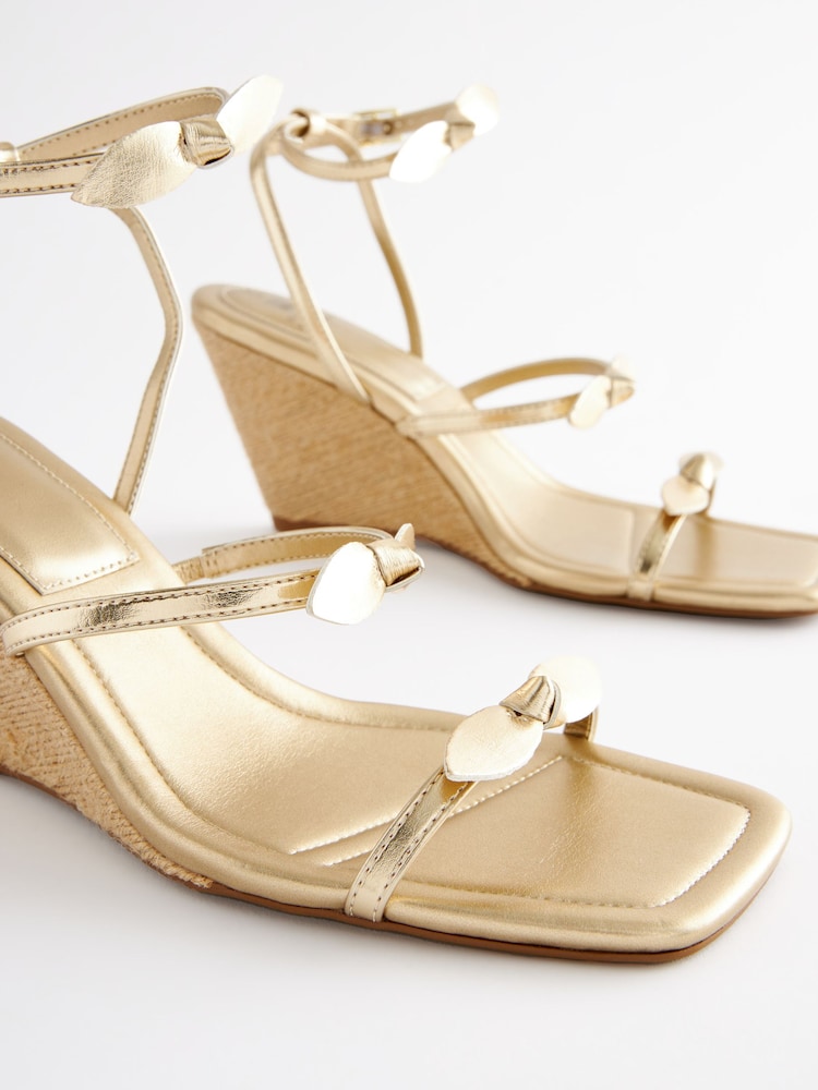 Gold Forever Comfort Bow Square Toe Wedges - Image 9 of 9