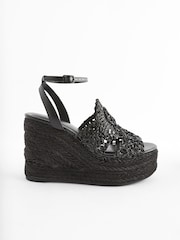 Black Forever Comfort® Raffia High Wedges - Image 2 of 7