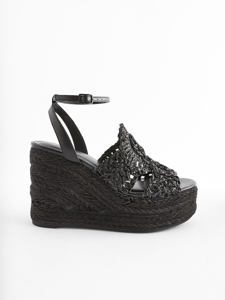 Black Forever Comfort® Raffia High Wedges - Image 2 of 7
