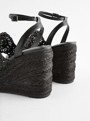 Black Forever Comfort® Raffia High Wedges - Image 4 of 7