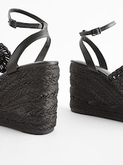 Black Forever Comfort® Raffia High Wedges - Image 6 of 7