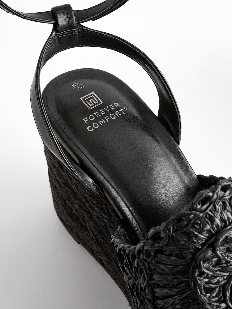 Black Forever Comfort® Raffia High Wedges - Image 7 of 7