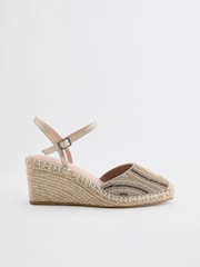 V metalnih barvah - Forever Comfort® Square Toe Beaded Espadrille čevlji s polno peto - Slika 2 iz 5