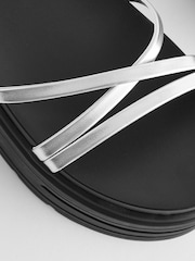 Silver Regular/Wide Fit Chunky Strappy Flatform Sandals - Image 6 of 6