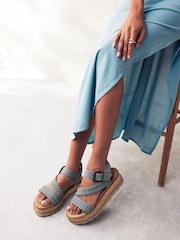 Blue Forever Comfort® Leather Cork Flatform Sandals - Image 1 of 7