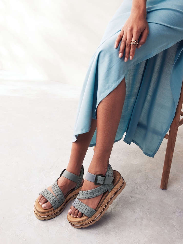 Blue Forever Comfort® Leather Cork Flatform Sandals - Image 1 of 7