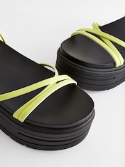 Lime Green Regular/Wide Fit Chunky Strappy Flatform Sandals - Image 11 of 11