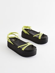 Lime Green Regular/Wide Fit Chunky Strappy Flatform Sandals - Image 5 of 11