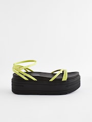 Lime Green Regular/Wide Fit Chunky Strappy Flatform Sandals - Image 6 of 11