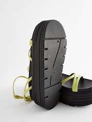 Lime Green Regular/Wide Fit Chunky Strappy Flatform Sandals - Image 7 of 11