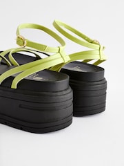 Lime Green Regular/Wide Fit Chunky Strappy Flatform Sandals - Image 8 of 11