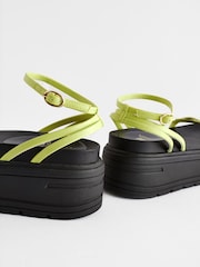 Lime Green Regular/Wide Fit Chunky Strappy Flatform Sandals - Image 9 of 11