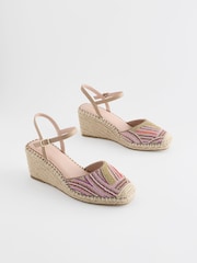 rožnata - Forever Comfort® Square Toe Beaded Espadrille čevlji s polno peto - Slika 1 iz 5