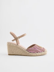 rožnata - Forever Comfort® Square Toe Beaded Espadrille čevlji s polno peto - Slika 2 iz 5