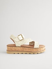 White Forever Comfort® Leather Cork Flatform Sandals - Image 2 of 6